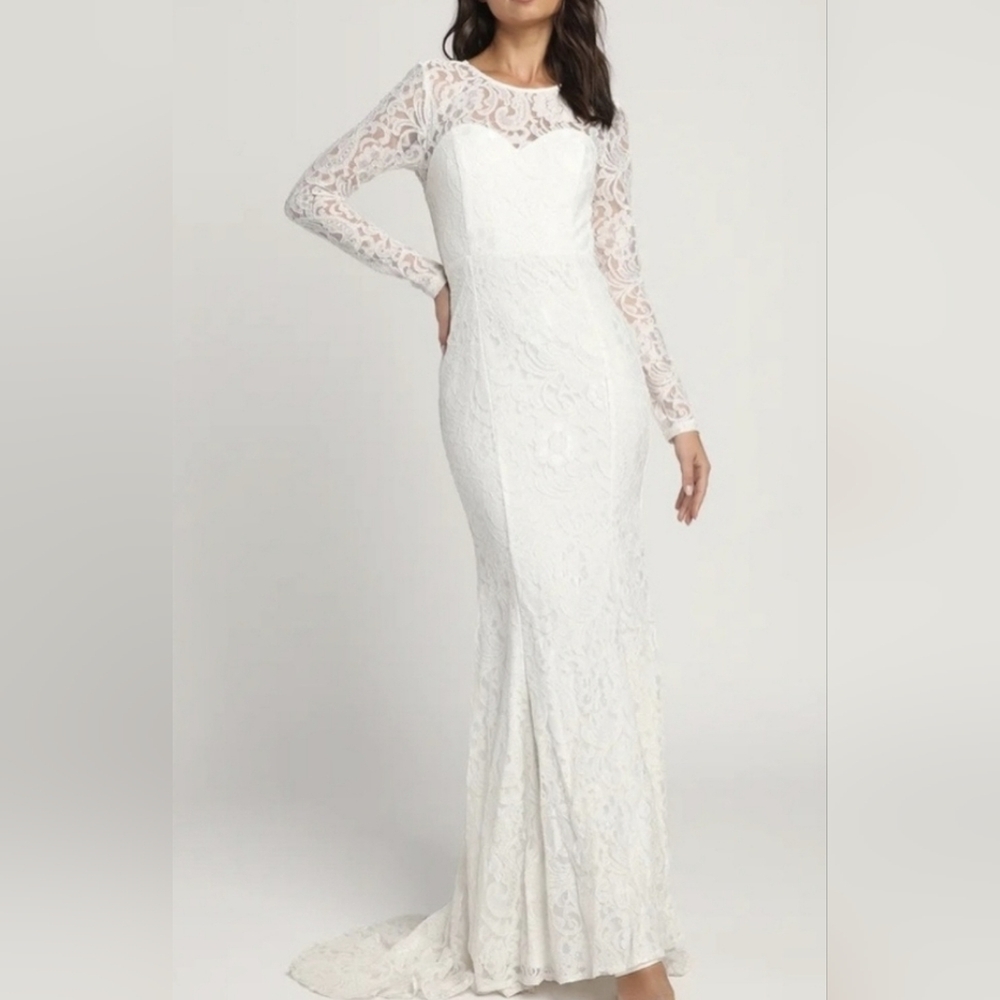 NEW Lulu's Lace Wedding Dress - Picture 3 of 16